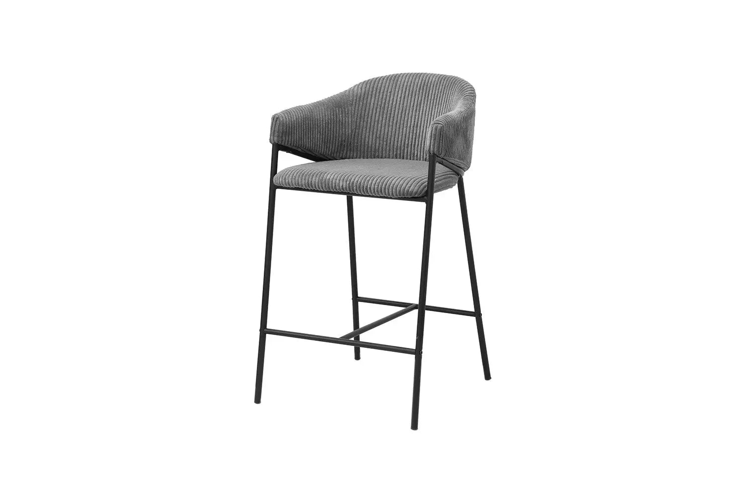 Lot de Chaises de Bar HINAYA en Tissu Velours Côtelé Gris Foncé - 54 x 59 cm ROUSSEAU