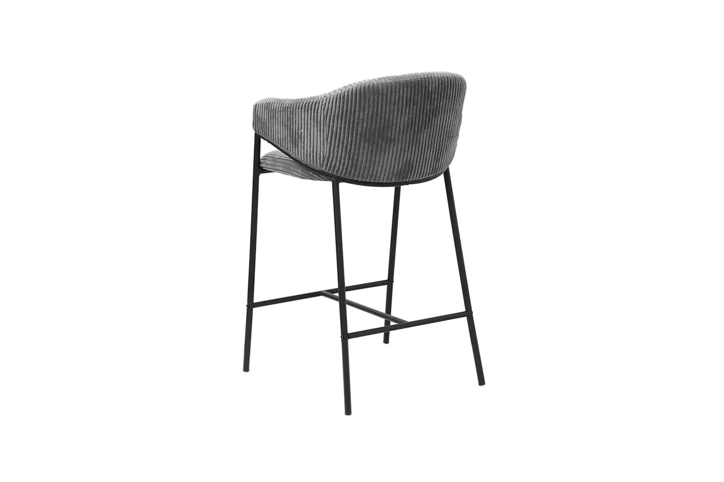 Lot de Chaises de Bar HINAYA en Tissu Velours Côtelé Gris Foncé - 54 x 59 cm ROUSSEAU