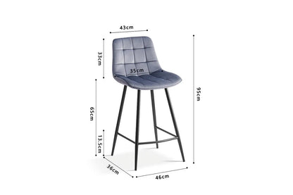 Lot de Chaises de Bar JULIA en Tissu Velours Gris Foncé - 46 x 36 cm ROUSSEAU