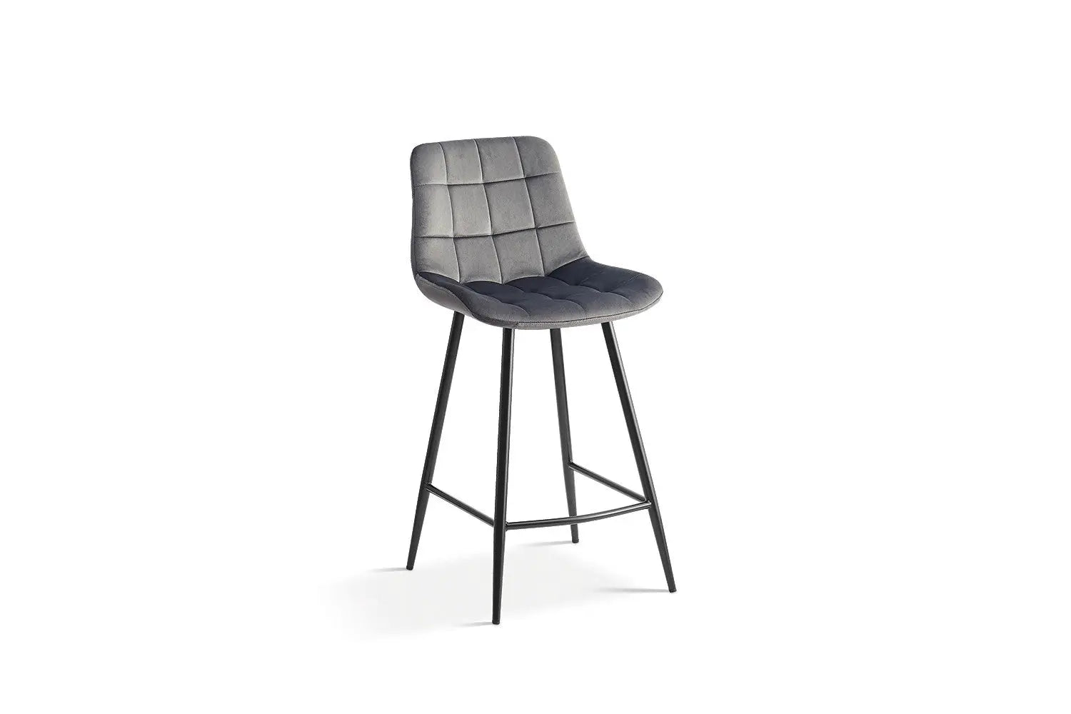 Lot de Chaises de Bar JULIA en Tissu Velours Gris Foncé - 46 x 36 cm Tikoya