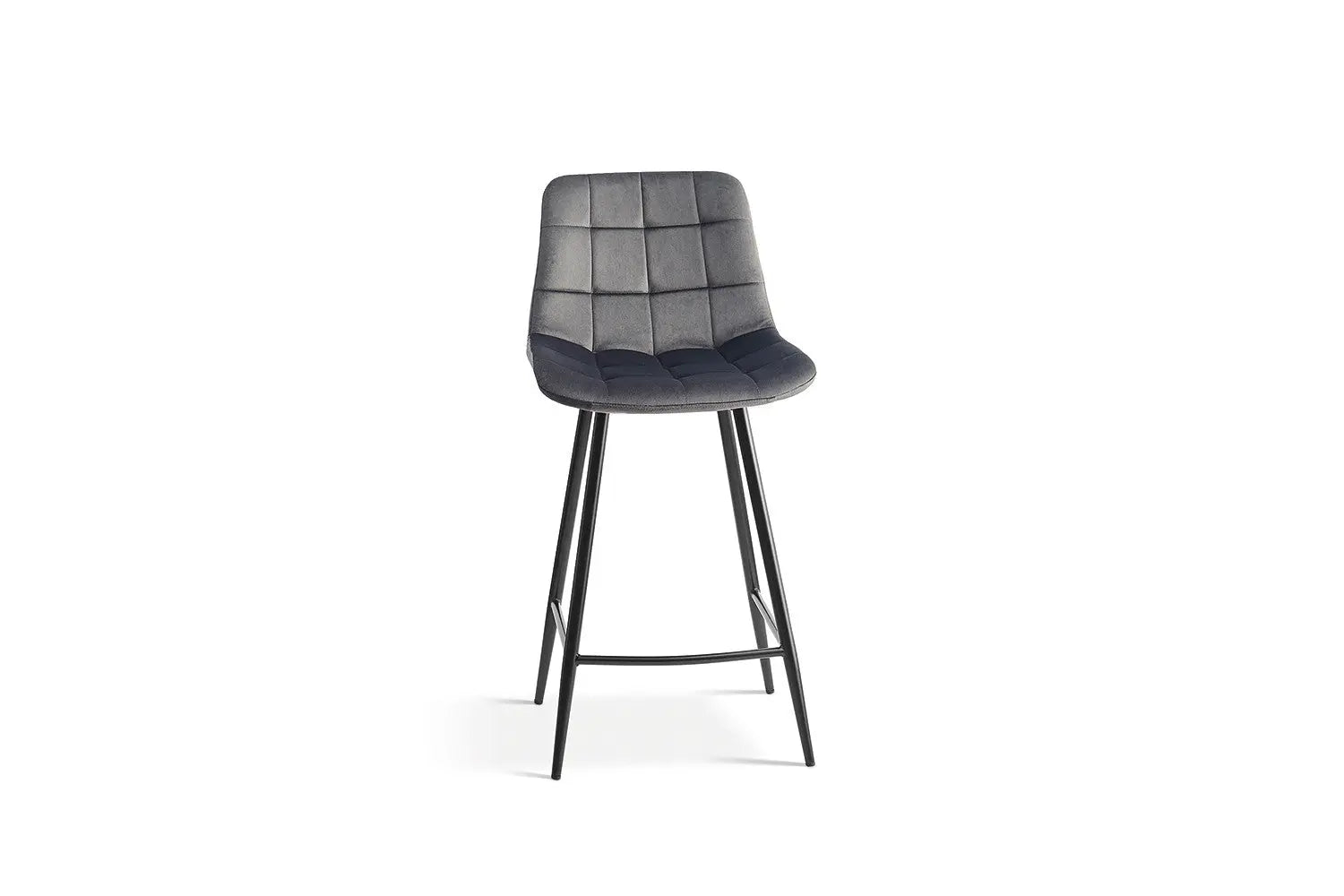 Lot de Chaises de Bar JULIA en Tissu Velours Gris Foncé - 46 x 36 cm Tikoya