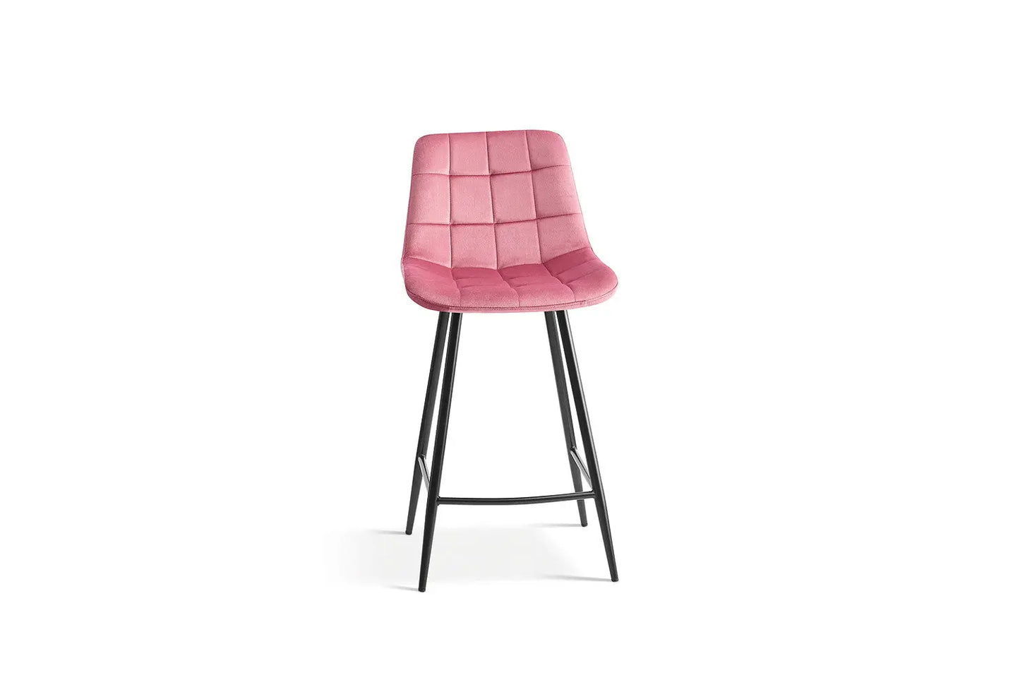 Lot de Chaises de Bar JULIA en Tissu Velours Rose - 46 x 36 cm TiKoya