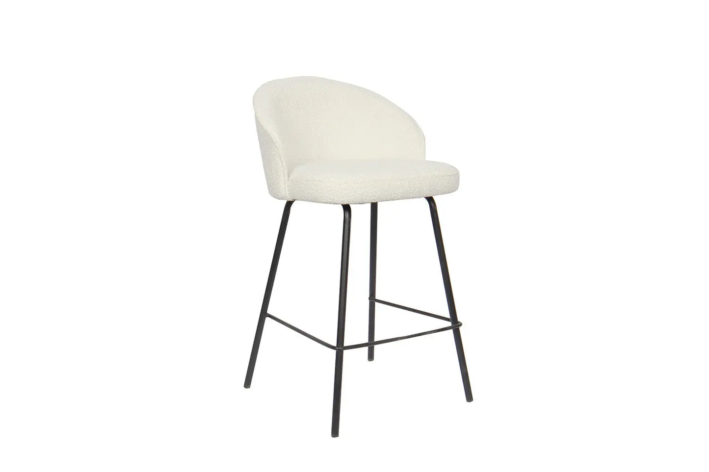 Lot de Chaises de Bar JUNYA en Tissu Bouclé Blanc - 52 x 51 cm ROUSSEAU