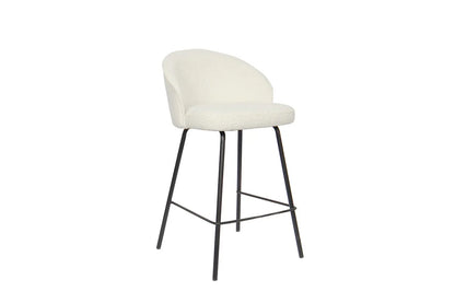 Lot de Chaises de Bar JUNYA en Tissu Bouclé Blanc - 52 x 51 cm ROUSSEAU