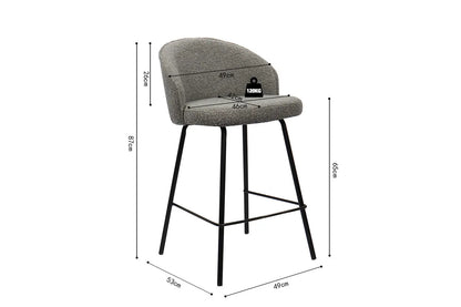 Lot de Chaises de Bar JUNYA en Tissu Bouclé Gris - 52 x 51 cm ROUSSEAU