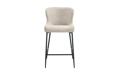 Lot de Chaises de Bar LISE en Tissu Bouclé Beige - 51.5 x 56 cm ROUSSEAU