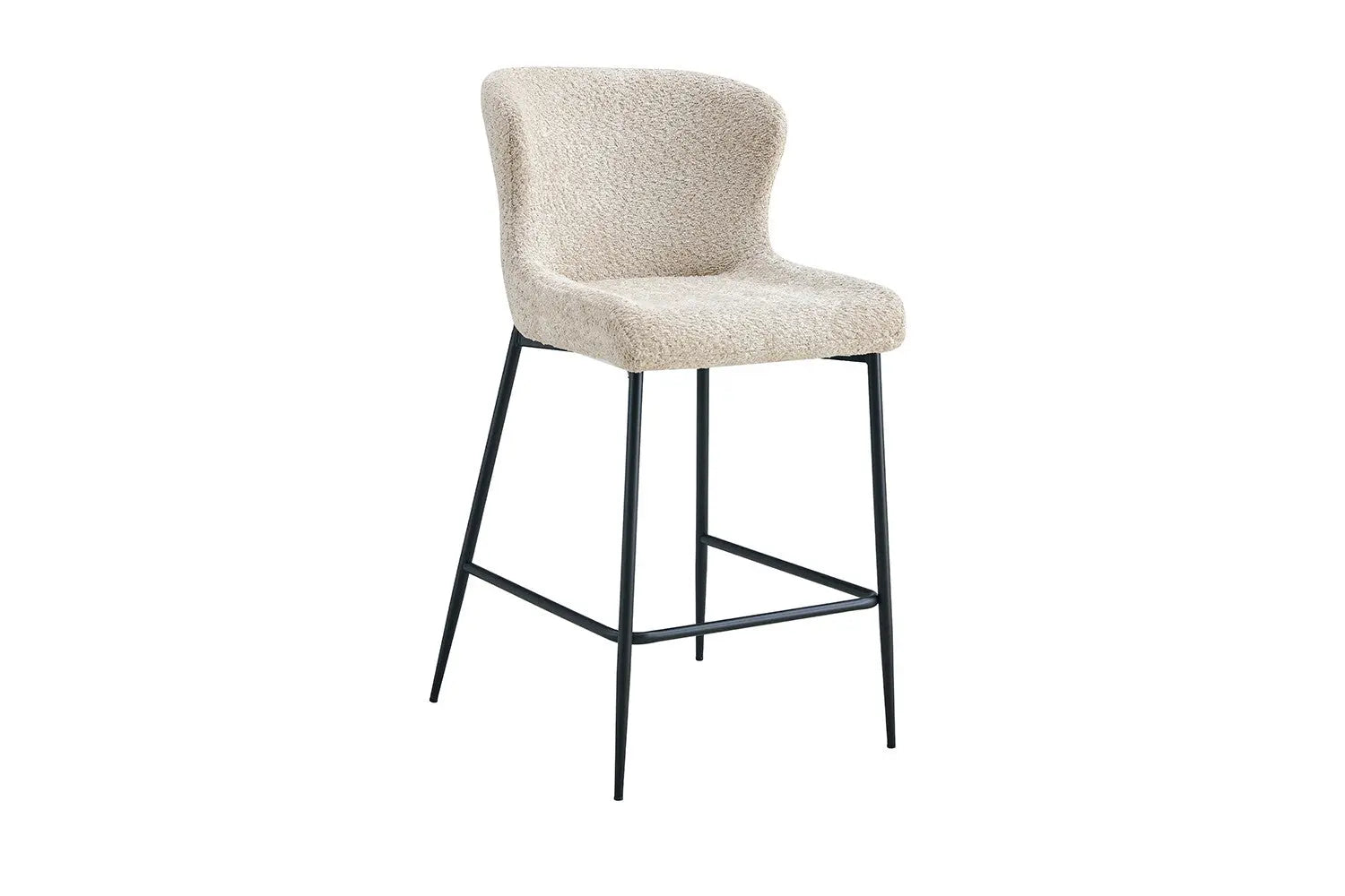 Lot de Chaises de Bar LISE en Tissu Bouclé Beige - 51.5 x 56 cm ROUSSEAU
