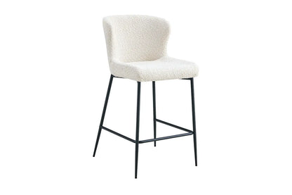Lot de Chaises de Bar LISE en Tissu Bouclé Écru - 51.5 x 56 cm ROUSSEAU