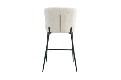 Lot de Chaises de Bar LISE en Tissu Bouclé Écru - 51.5 x 56 cm ROUSSEAU