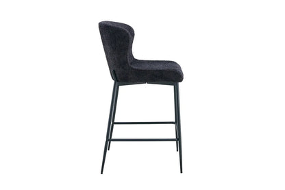 Lot de Chaises de Bar LISE en Tissu Bouclé Gris Foncé - 51.5 x 56 cm ROUSSEAU
