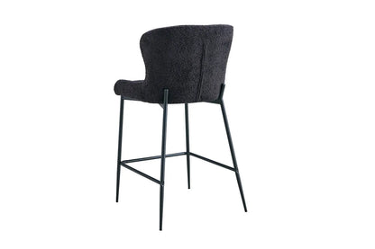 Lot de Chaises de Bar LISE en Tissu Bouclé Gris Foncé - 51.5 x 56 cm ROUSSEAU