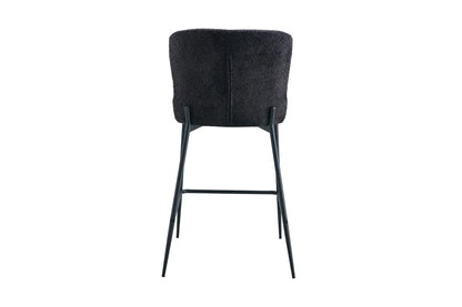 Lot de Chaises de Bar LISE en Tissu Bouclé Gris Foncé - 51.5 x 56 cm ROUSSEAU