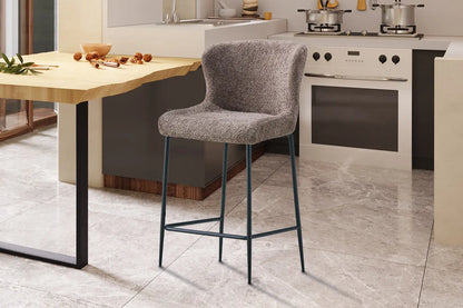 Lot de Chaises de Bar LISE en Tissu Bouclé Sable - 51.5 x 56 cm ROUSSEAU