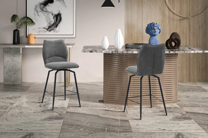 Lot de Chaises de Bar LYARA en Tissu Gris Foncé - 48 x 56 cm ROUSSEAU