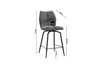 Lot de Chaises de Bar LYARA en Tissu Gris Foncé - 48 x 56 cm ROUSSEAU