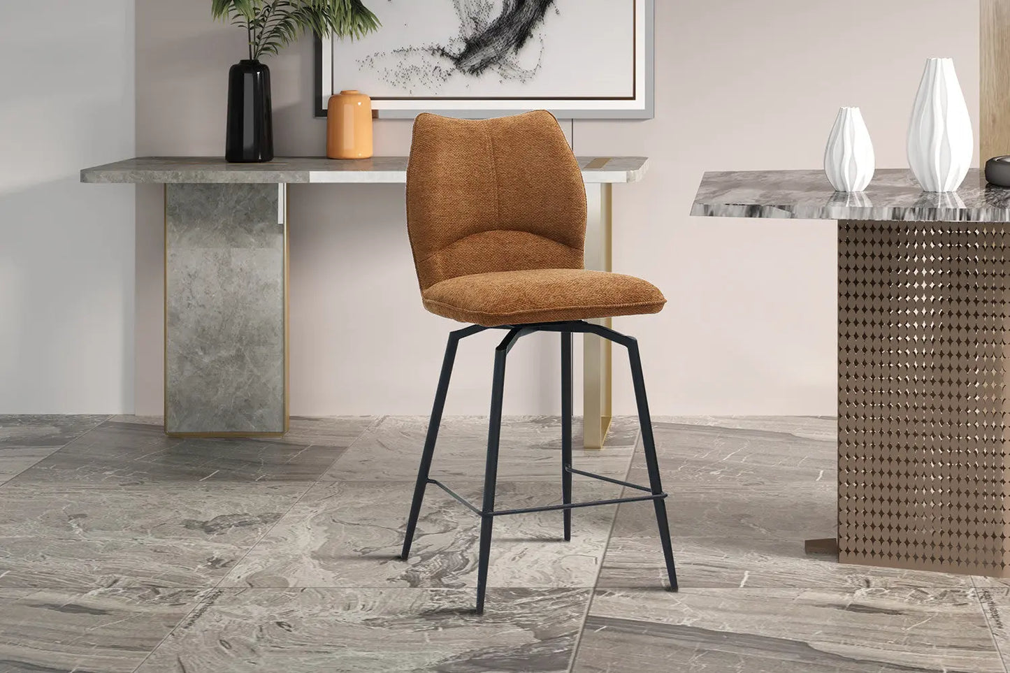 Lot de Chaises de Bar LYARA en Tissu Rouille - 48 x 56 cm ROUSSEAU