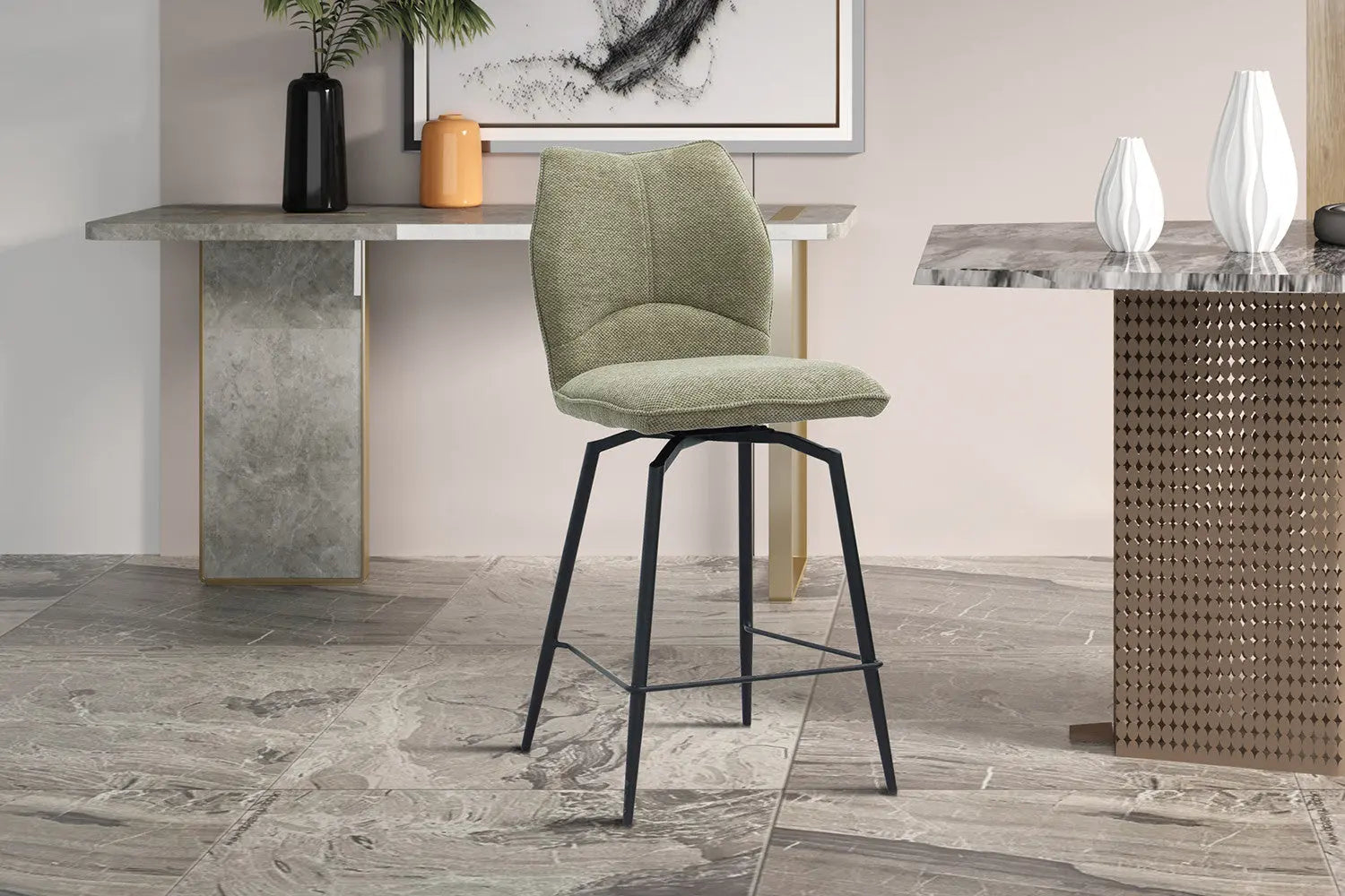 Lot de Chaises de Bar LYARA en Tissu Sable - 48 x 56 cm ROUSSEAU