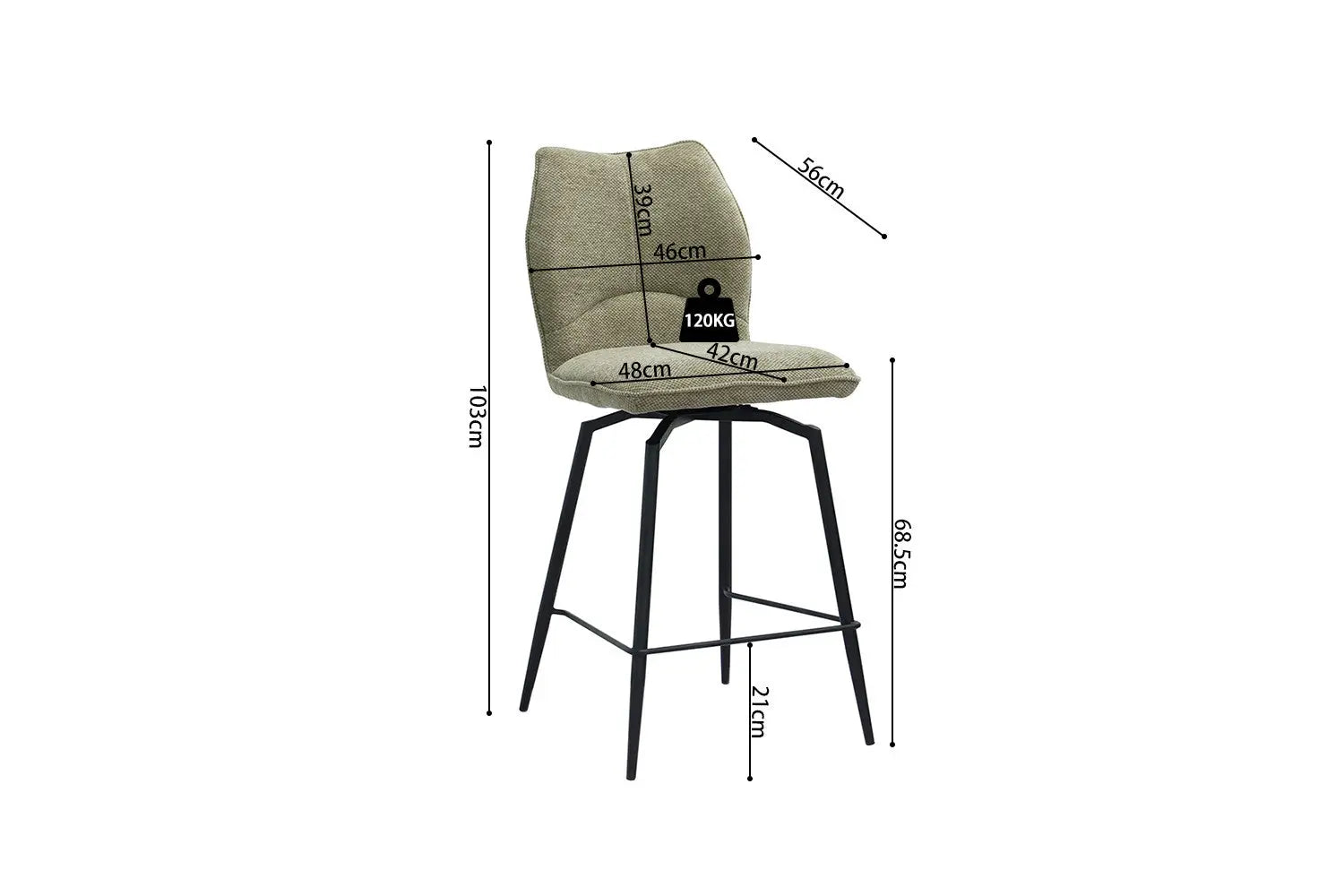 Lot de Chaises de Bar LYARA en Tissu Sable - 48 x 56 cm ROUSSEAU