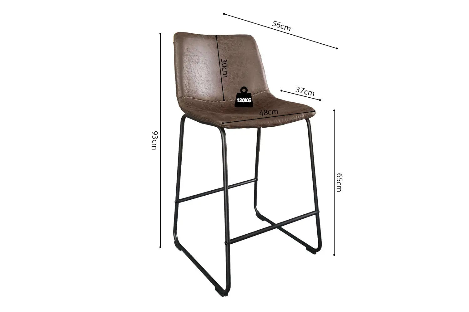 Lot de Chaises de Bar MANCYA en PU Brun Foncé - 48 x 56 cm ROUSSEAU