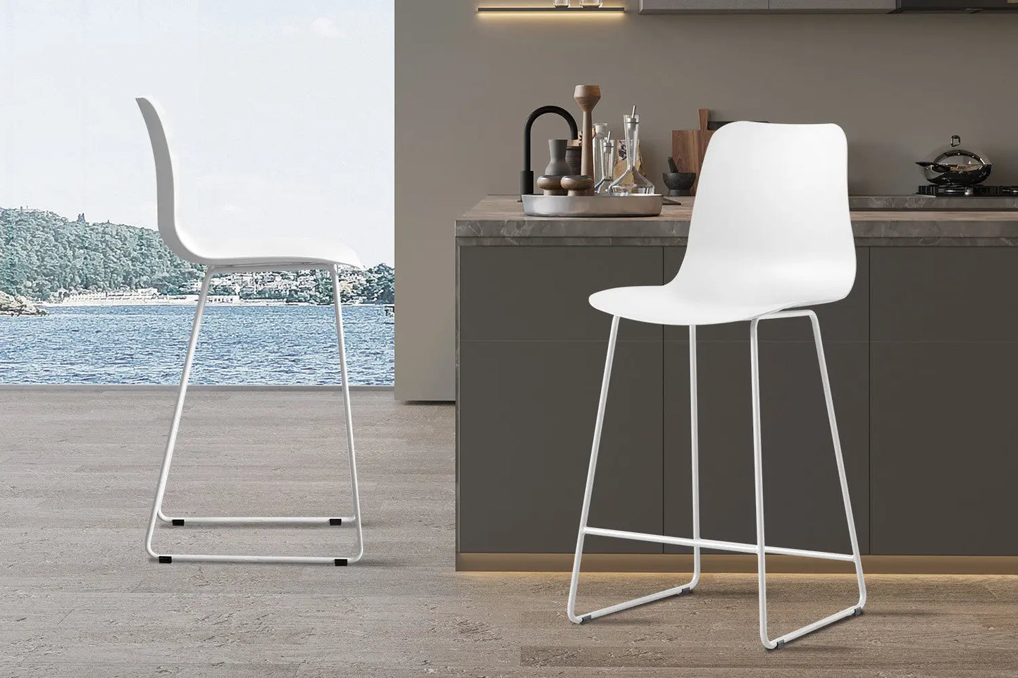Lot de Chaises de Bar MARYA en PP Blanc - 51 x 44 cm ROUSSEAU