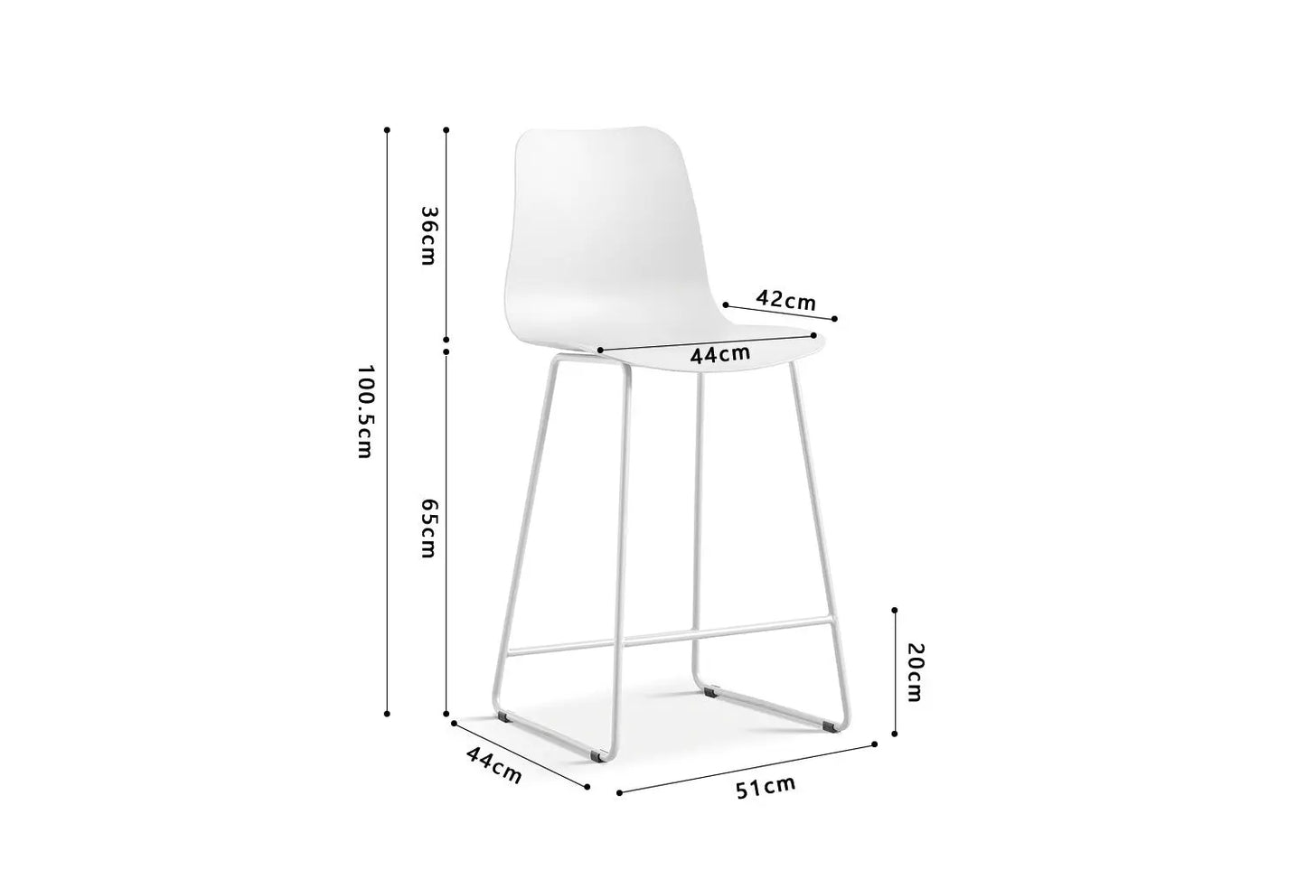Lot de Chaises de Bar MARYA en PP Blanc - 51 x 44 cm ROUSSEAU