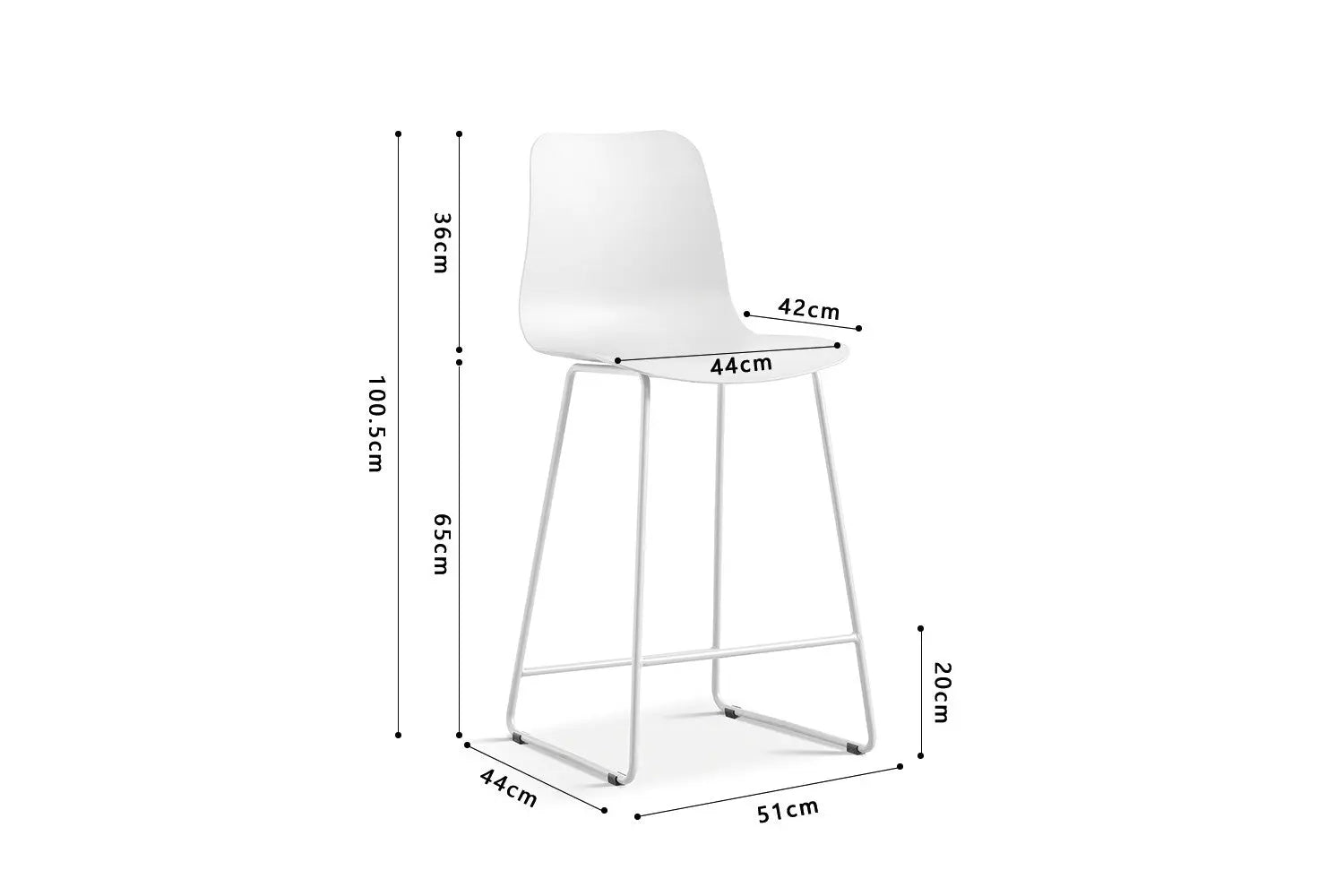 Lot de Chaises de Bar MARYA en PP Blanc - 51 x 44 cm ROUSSEAU