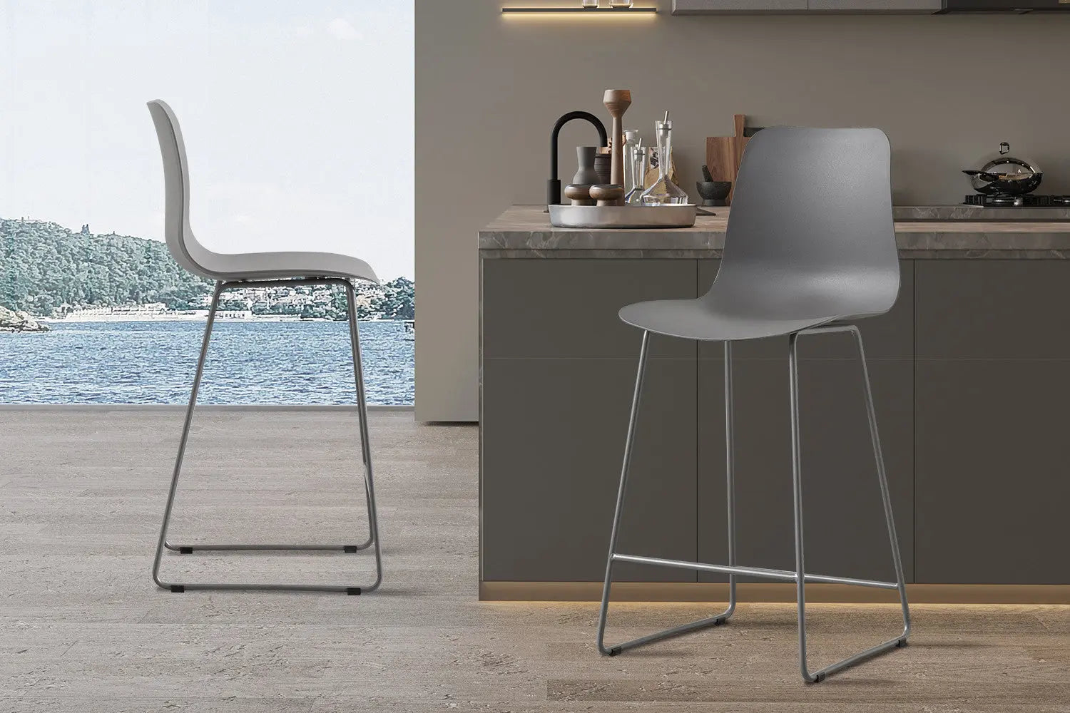 Lot de Chaises de Bar MARYA en PP Gris - 51 x 44 cm ROUSSEAU