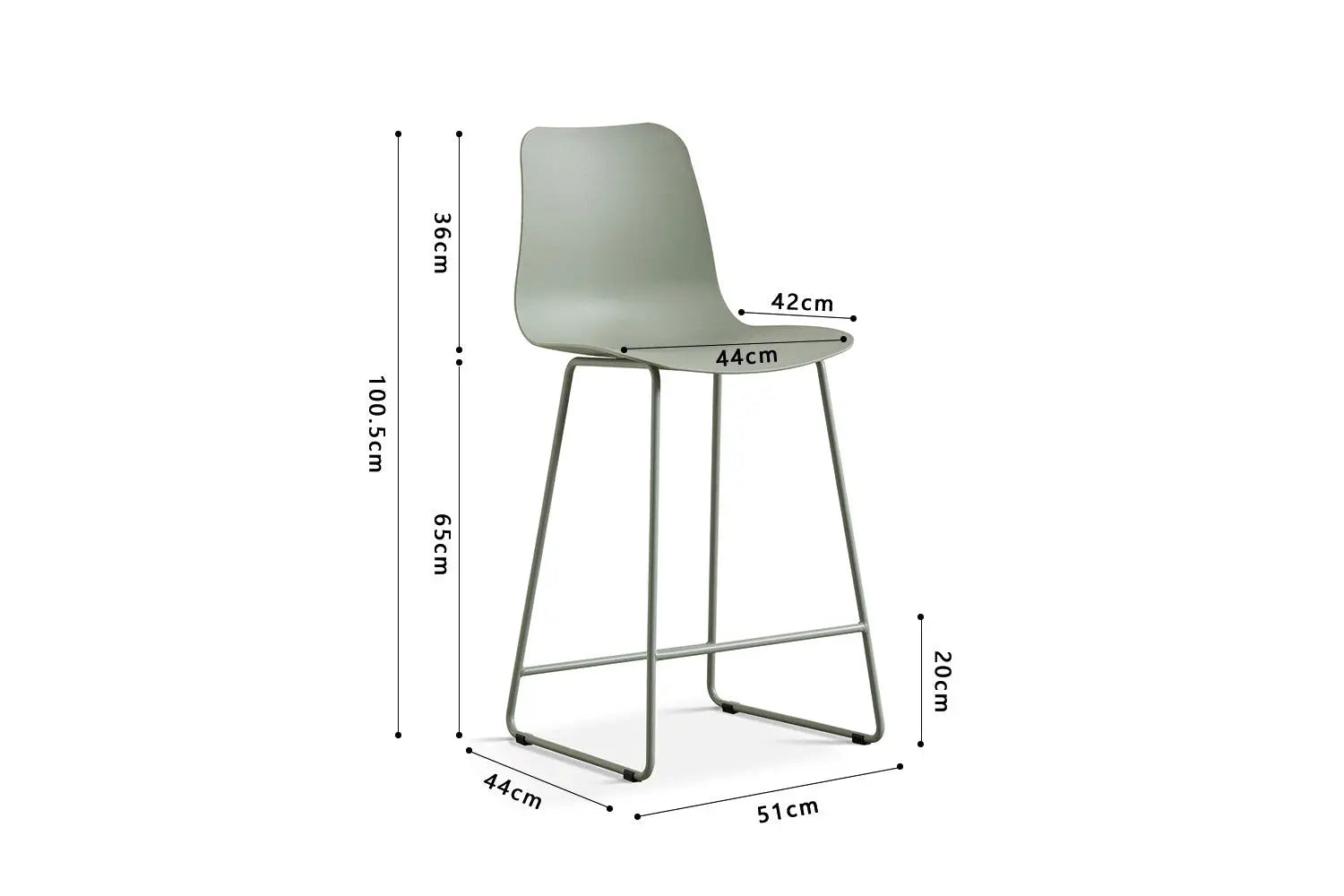 Lot de Chaises de Bar MARYA en PP Gris Vert - 51 x 44 cm ROUSSEAU