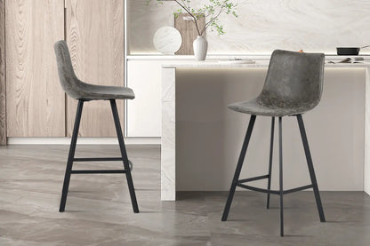 Lot de Chaises de Bar OZAYA en PU Gris - 45 x 49 cm ROUSSEAU