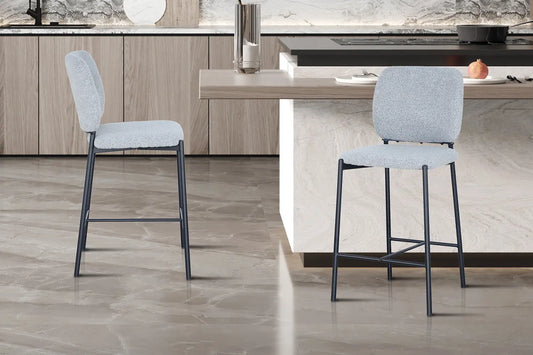 Lot de Chaises de Bar SOPHYA en Tissu Gris Clair - 47 x 56 cm ROUSSEAU