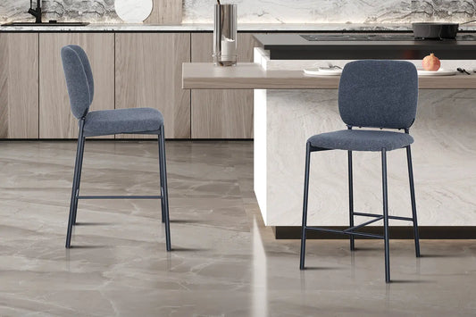 Lot de Chaises de Bar SOPHYA en Tissu Gris Foncé - 47 x 56 cm ROUSSEAU