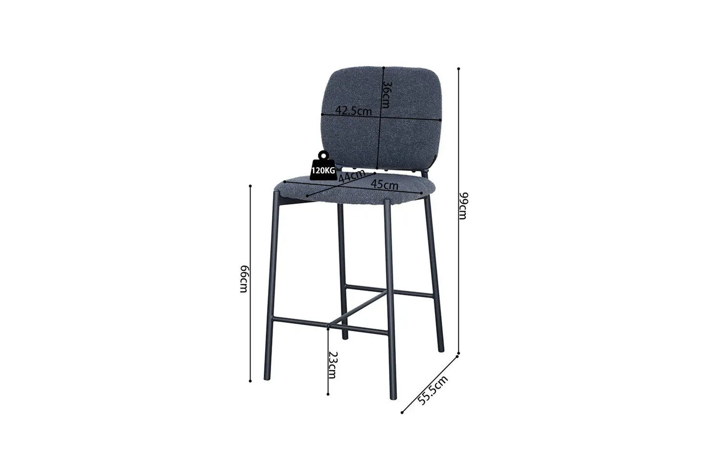 Lot de Chaises de Bar SOPHYA en Tissu Gris Foncé - 47 x 56 cm ROUSSEAU
