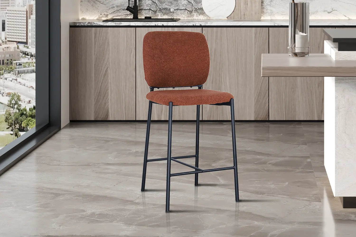 Lot de Chaises de Bar SOPHYA en Tissu Rouille - 47 x 56 cm ROUSSEAU