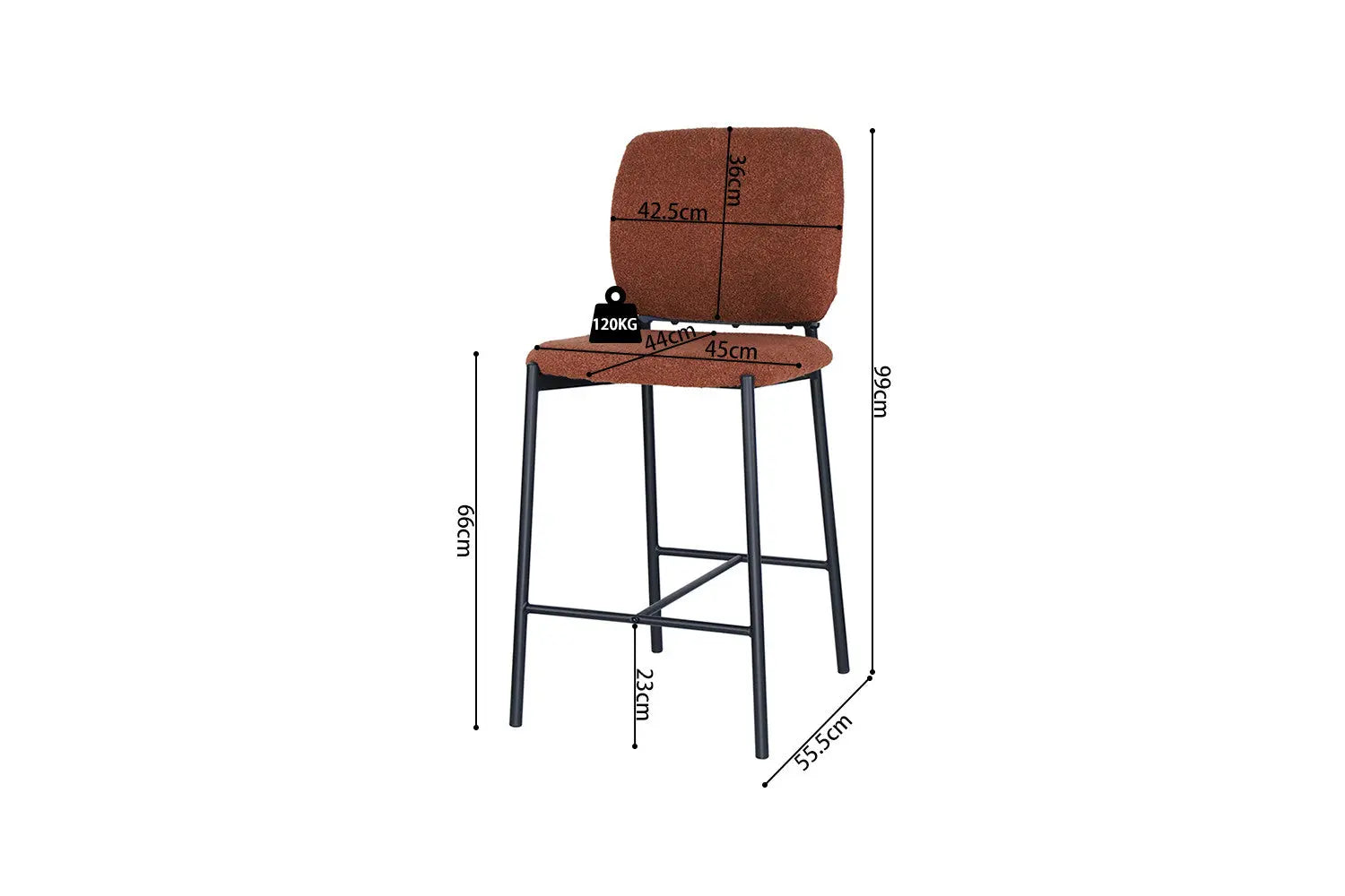 Lot de Chaises de Bar SOPHYA en Tissu Rouille - 47 x 56 cm ROUSSEAU