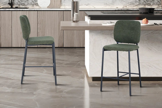 Lot de Chaises de Bar SOPHYA en Tissu Vert - 45 x 55.5 cm ROUSSEAU