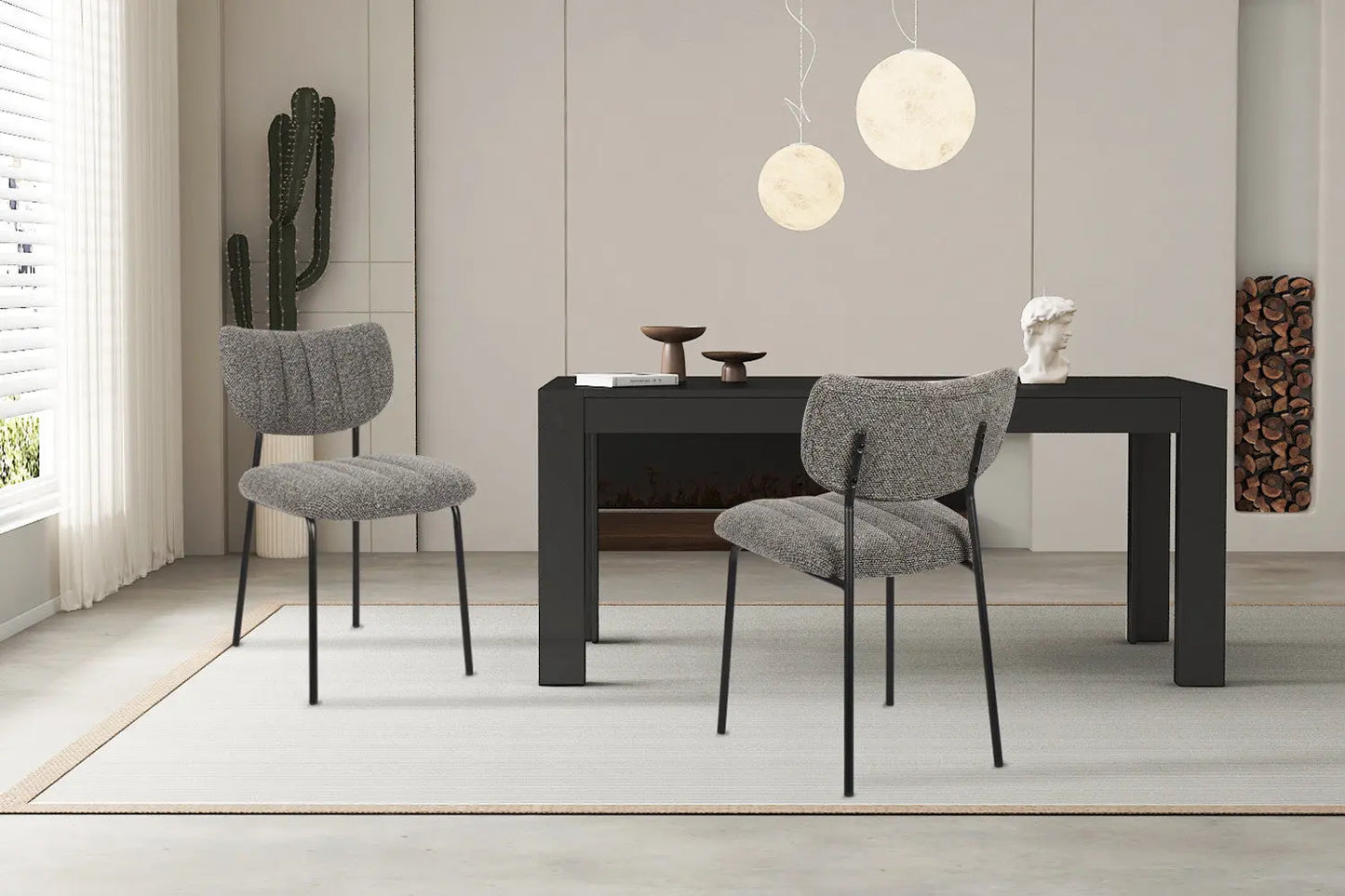 Lot de Chaises de Salle à Manger ANITA Gris Foncé - 72 x 53 cm ROUSSEAU