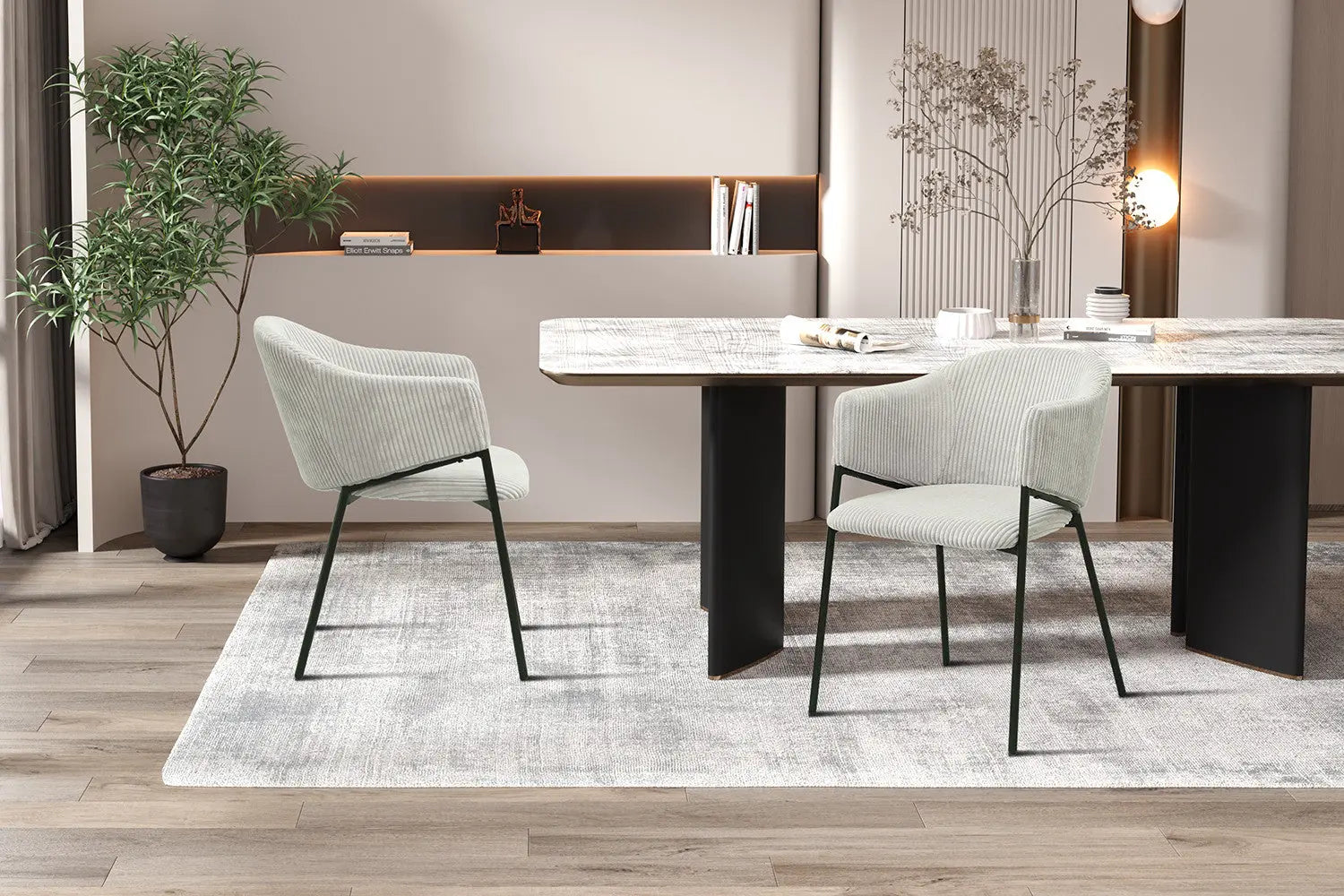 Lot de Chaises de Salle à Manger HINYA en Tissu Gris Clair - 54 x 62 cm ROUSSEAU