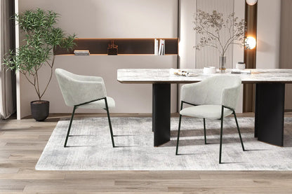 Lot de Chaises de Salle à Manger HINYA en Tissu Gris Clair - 54 x 62 cm ROUSSEAU