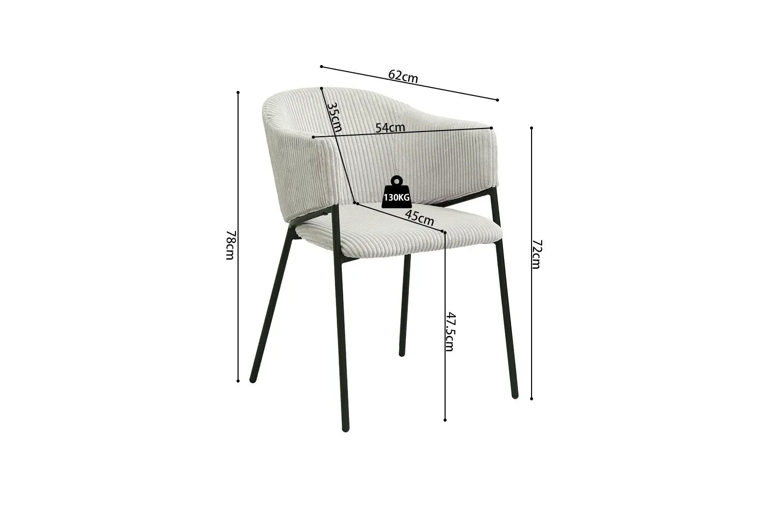 Lot de Chaises de Salle à Manger HINYA en Tissu Gris Clair - 54 x 62 cm ROUSSEAU