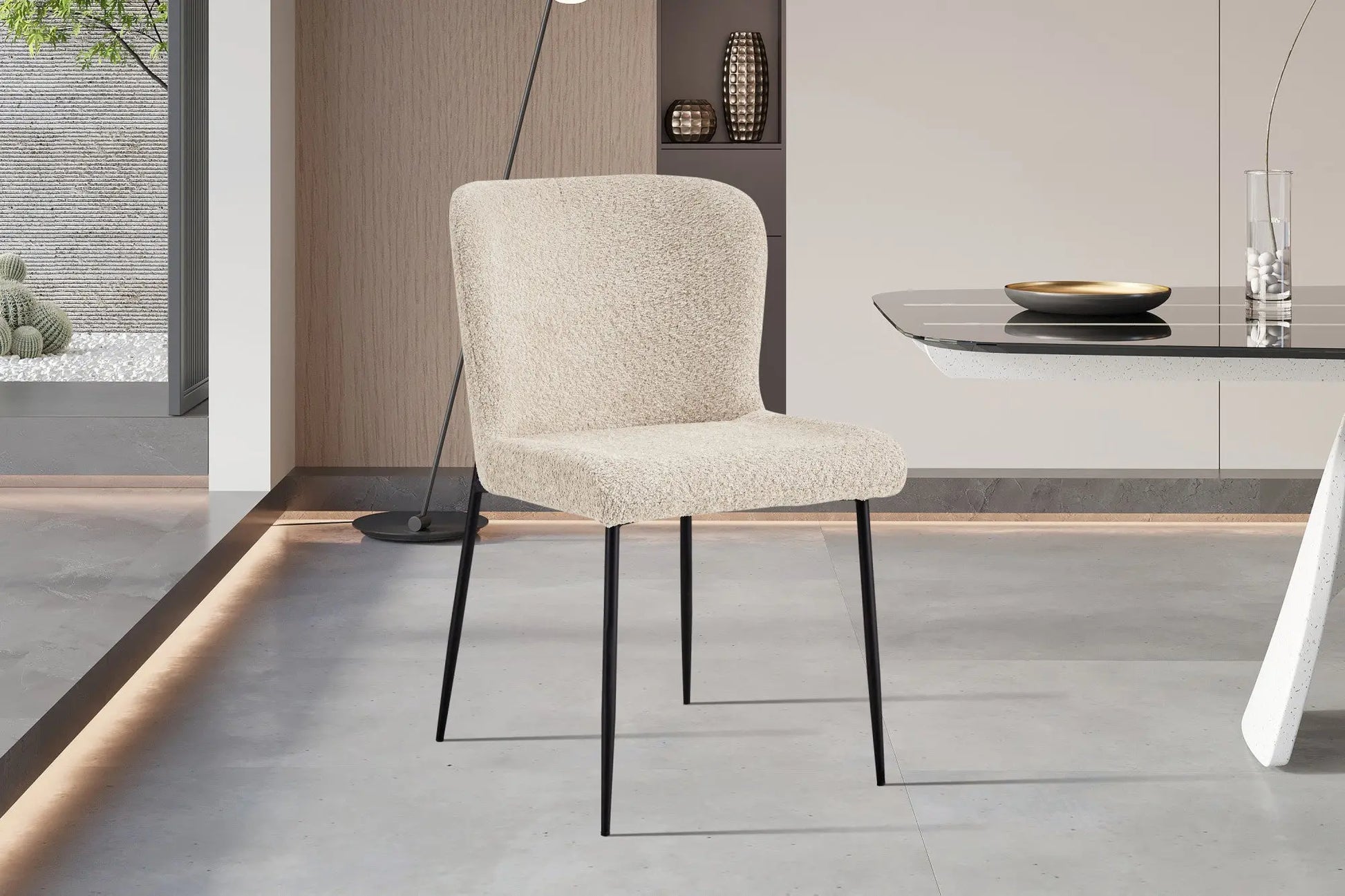 Lot de Chaises de Salle à Manger LISE Bouclé Beige - 58 x 52 cm ROUSSEAU
