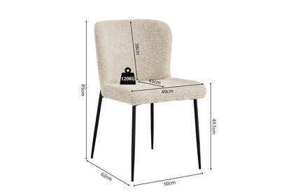 Lot de Chaises de Salle à Manger LISE Bouclé Bouclé Beige - 58 x 52 cm ROUSSEAU