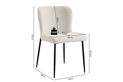 Lot de Chaises de Salle à Manger LISE Bouclé Ecru - 58 x 52 cm ROUSSEAU