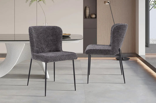 Lot de Chaises de Salle à Manger LISE Bouclé Gris Foncé - 58 x 52 cm ROUSSEAU