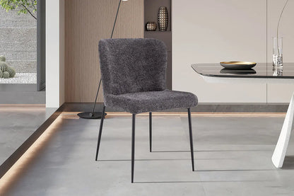 Lot de Chaises de Salle à Manger LISE Bouclé Gris Foncé - 58 x 52 cm ROUSSEAU