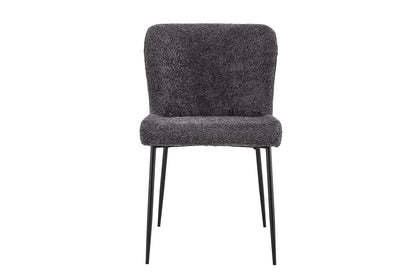 Lot de Chaises de Salle à Manger LISE Bouclé Gris Foncé - 58 x 52 cm ROUSSEAU