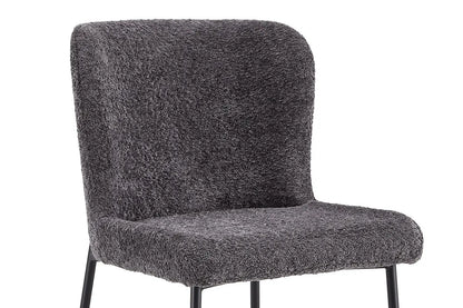 Lot de Chaises de Salle à Manger LISE Bouclé Gris Foncé - 58 x 52 cm ROUSSEAU