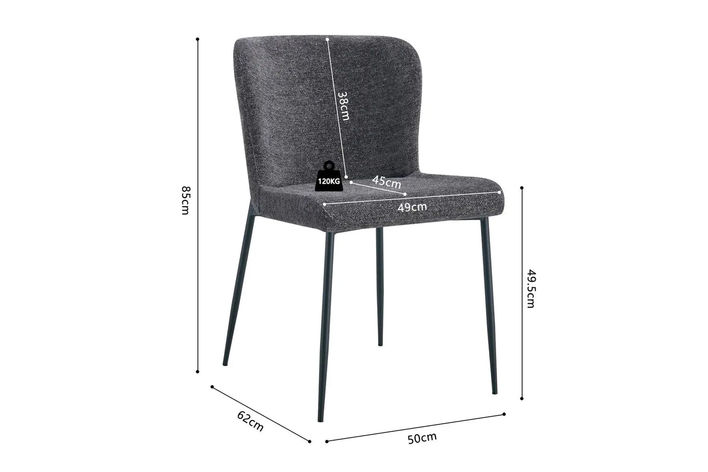 Lot de Chaises de Salle à Manger LISE Gris foncé - 58 x 52 cm ROUSSEAU