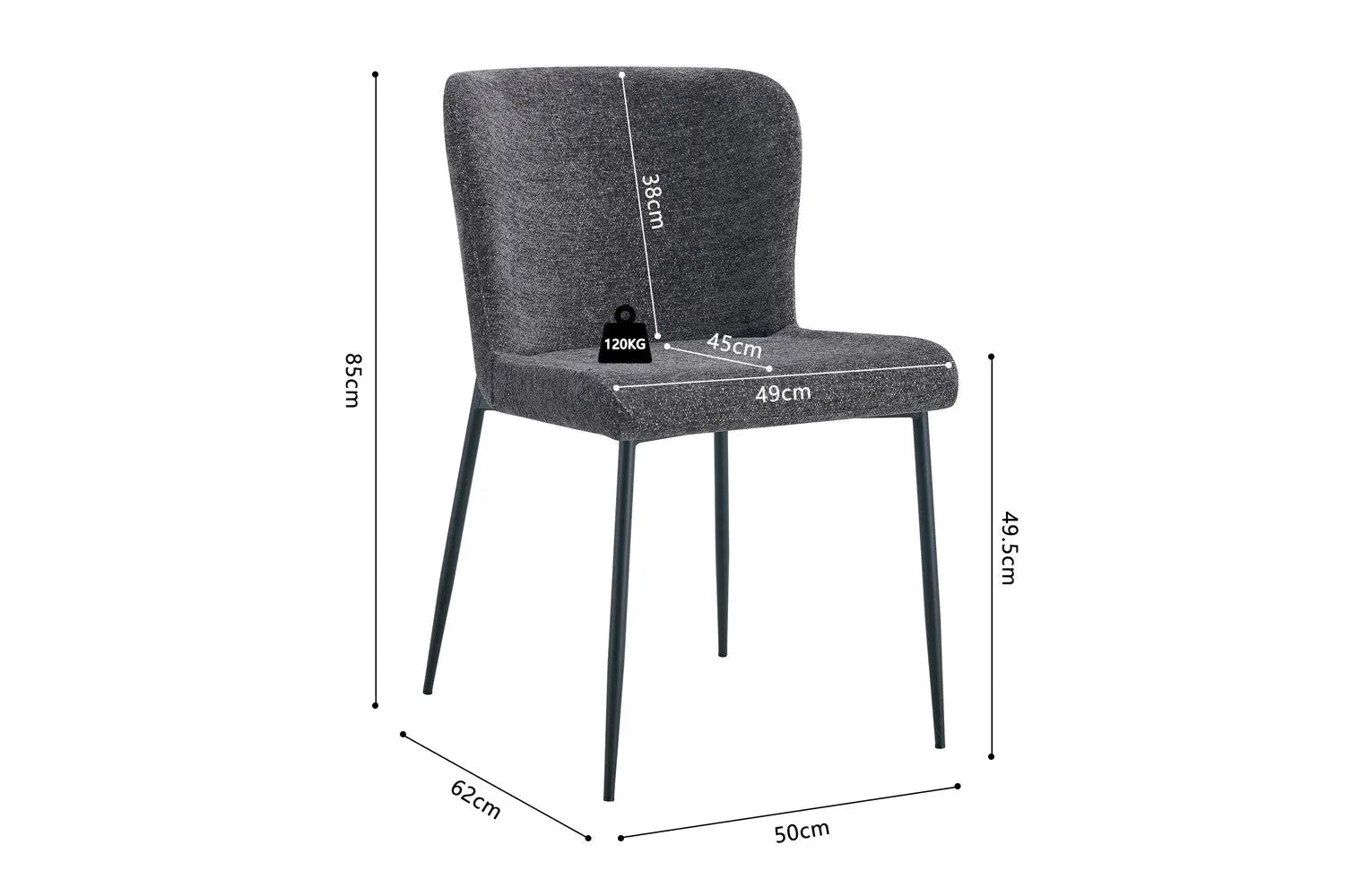 Lot de Chaises de Salle à Manger LISE Gris foncé - 58 x 52 cm ROUSSEAU