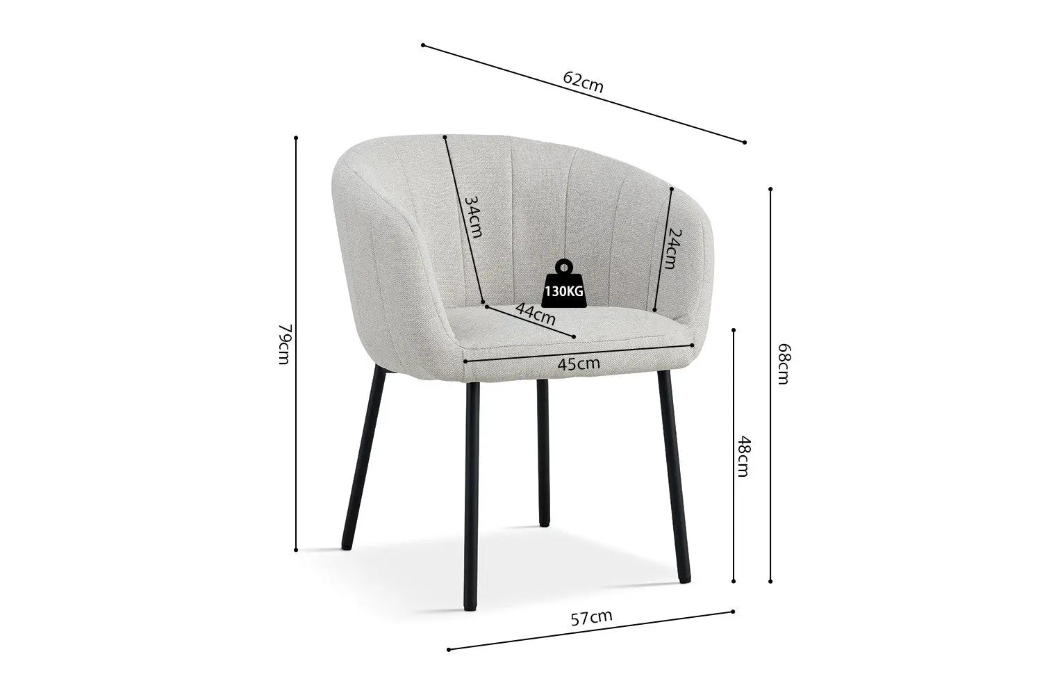 Lot de Chaises de Salle à Manger SAVINA en Tissu Beige - 57 x 62 cm ROUSSEAU