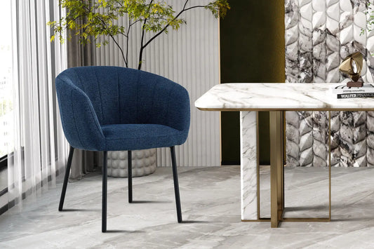 Lot de Chaises de Salle à Manger SAVINA en Tissu Bleu - 57 x 62 cm ROUSSEAU